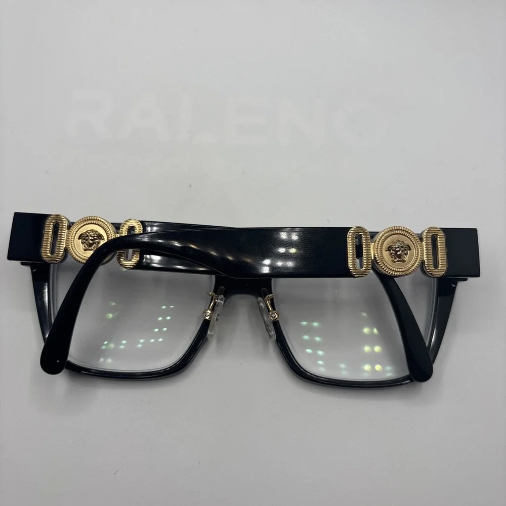 Versace Eyeglasses Mod 3371-D GB1 Shiny Black/Gold Cat Eye 54-17-145 Frame #C202